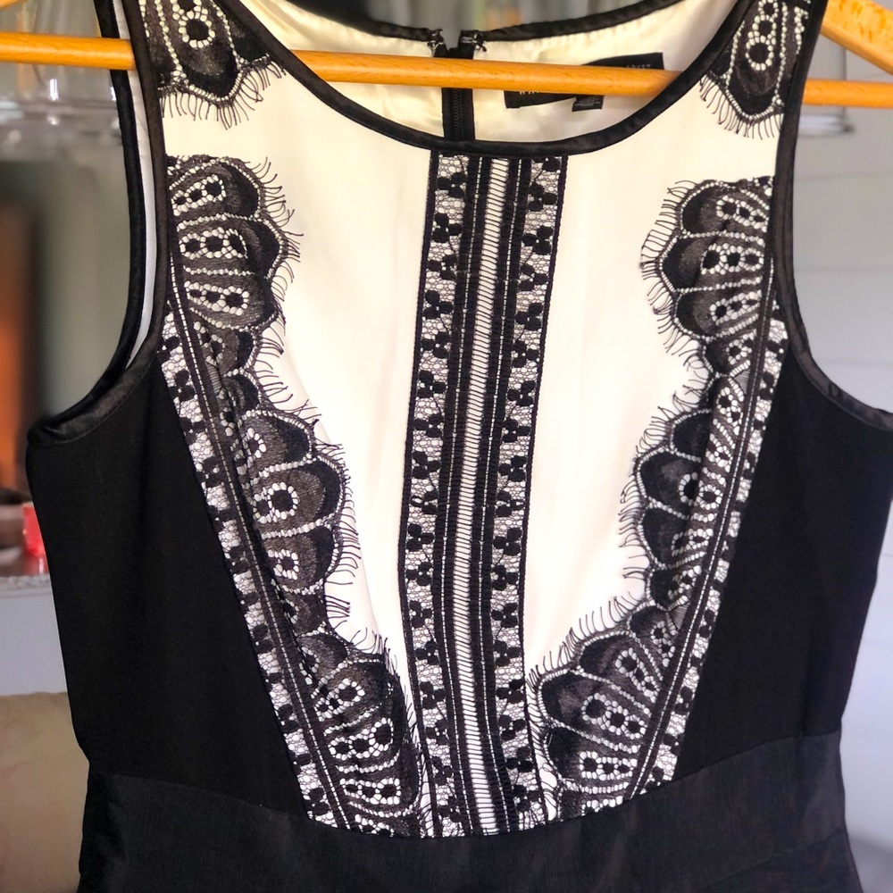 White House Black Market Lace Tuxedo Fit-and-Flare Dress Size 0